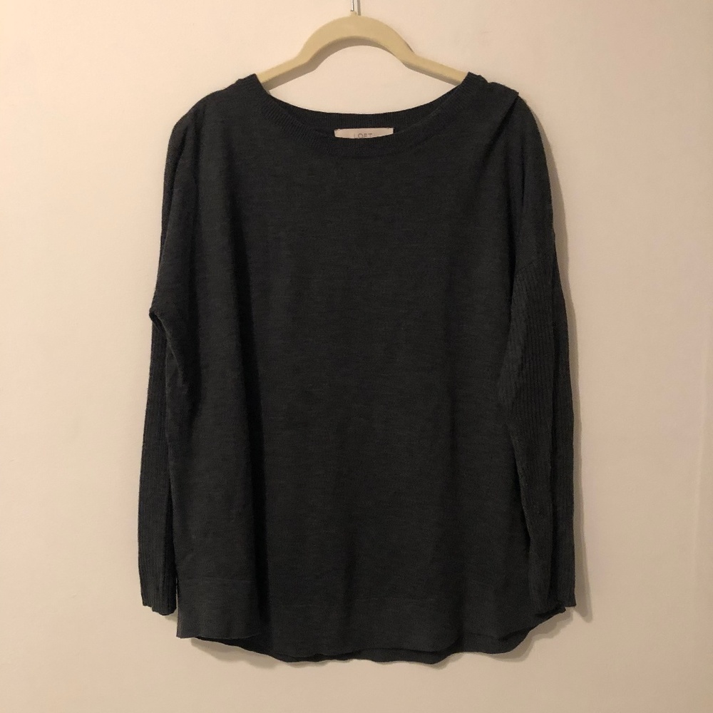 Loft Charcoal Gray Tunic Sweater